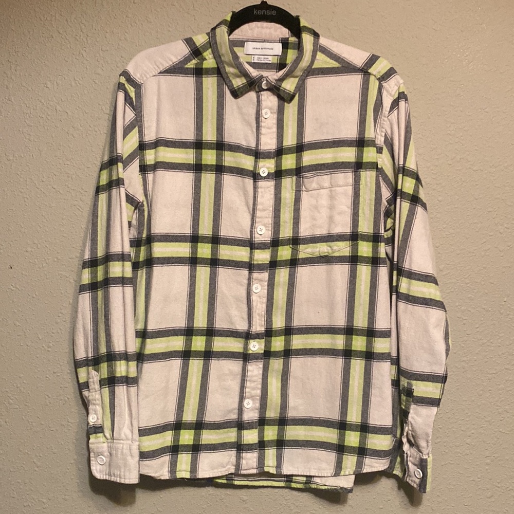 Urban Outfitters cream & lime flannel